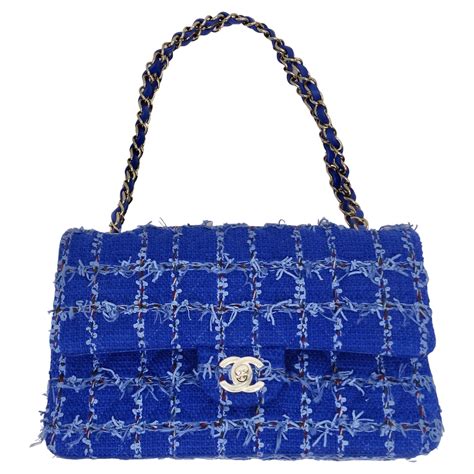 chanel tweed bag blue|chanel tweed shopping bag.